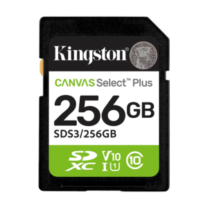 Micro SD card Kingston 256 GB SDCS3/256GB Class10 Canvas Select Plus SD adapter;100MBs Read,Class 10 UHS-I