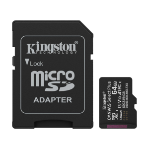 Micro SD card Kingston 64 GB SDCS3/64GB Class10 Canvas Select Plus SD adapter;100MBs Read,Class 10 UHS-I