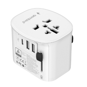 Univerzalni strujni adapter za sve zemlje + USB + Type-C punjač GEMBIRD, 20 W, white, TPA-EU2A1C15-01-W