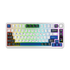 Tastatura gaming RAMPAGE QUELL PRO screen White Hot Swap 2.4g Bt Wireless RGB Gasket Oil Switch English Layout PBT KeyCaps Mechanical KLA, 42257