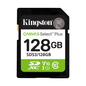 SD card Kingston 128 GB SDS3/128GB Class10 Canvas Select Plus SD adapter;100MBs Read,Class 10 UHS-I