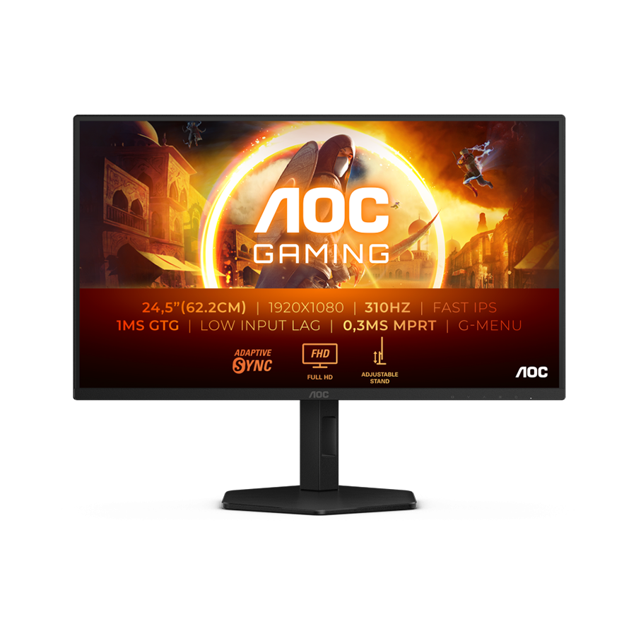 Monitor AOC Gaming 25G4SXU 24.5" Fast IPS, 1920x1080, 310Hz (OC), 0.3ms MPRT (1ms GtG), 400cd/m2, 1000:1, Adaptive Sync, G-Sync Compatible, HDR400
