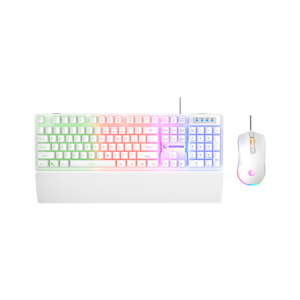 Tastatura + miš gaming RAMPAGE KM-RX7 Fortuna V2 Rainbow Lighting USB White Gaming Combo Us Layout English Gaming Keyboard 12800 DPI Mouse, 42578
