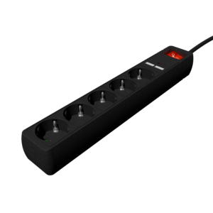 Razvodnik nap.GEMBIRD SPG5-U2-5-02, crni, Prekidač, 5 uticnica, 1,5 M, prenaponska zaštita 2x USB port