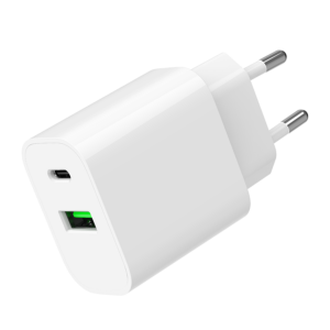 USB punjač 1xType-C + 1xUSB-A fast charger, 20W, white GEMBIRD, TA-UC-PDQC20-01-W