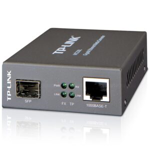 Media Filter TP-Link MC220L, 1000Mbps RJ45 to 1000Mbps SFP slot supporting MiniGBIC modules, switching power adapter, chassis mountable