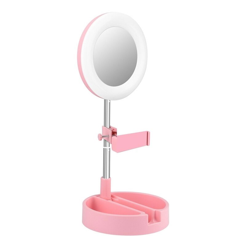 LIGHT RING SA OGLEDALOM D3 16CM PINK