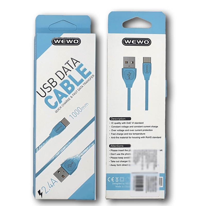 USB DATA KABAL WCA-55 MICRO 2,4A PLAVA WEWO