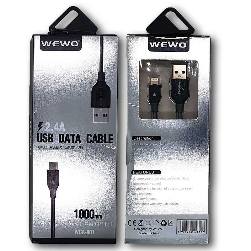 BRZI USB DATA KABAL WCA-001 IPHONE 2,4A 1M CRNA WEWO