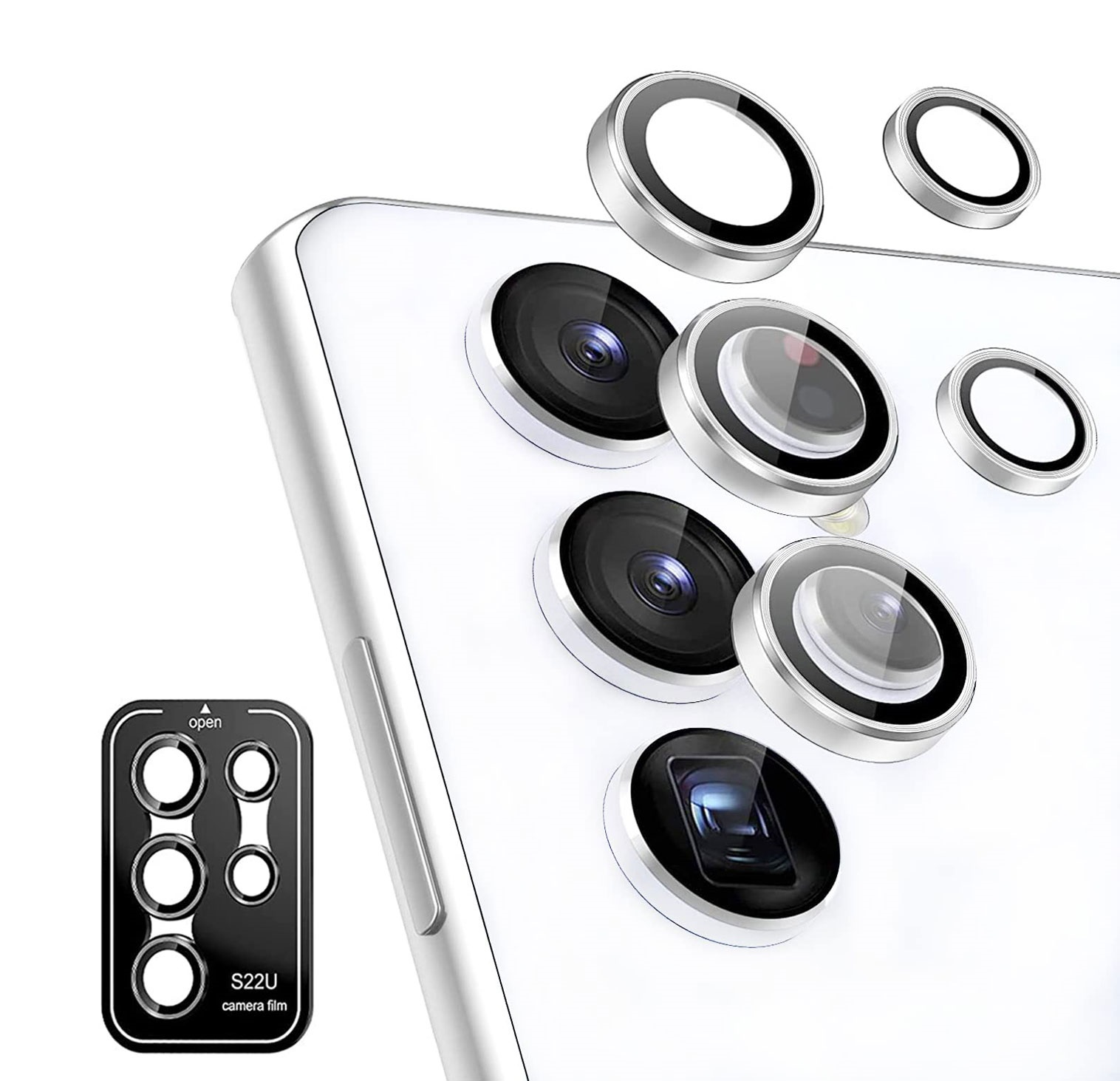 POSITIONER STAKLO KAMERE METAL SAMSUNG S22 ULTRA SREBRENA