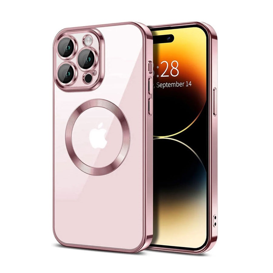 MAGSAFE SILIKON IPHONE 15 PRO MAX ROSE GOLD SA ZASTITOM KAMERE