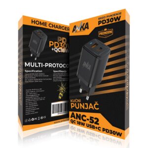 PUNJAC KUCNI ANC-52 USB+C PD 30W 2 PORT ANKA