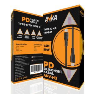 PD SILIKONSKI KABAL TYPE-C NA TYPE-C ANV-H3 1,5M PINK AN-KA