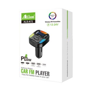 BLUETOOTH FM TRANSMITER ALS-A72 PD 30W 2USB TF CARD SLOT