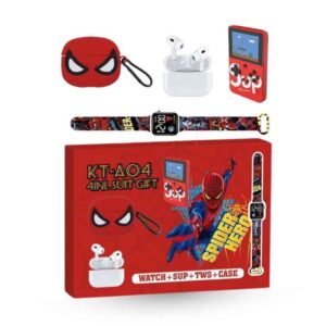 Spider-Man poklon paket 4U1 KT-A04 SAT+SUP+TWS+FUTROLA crveni
