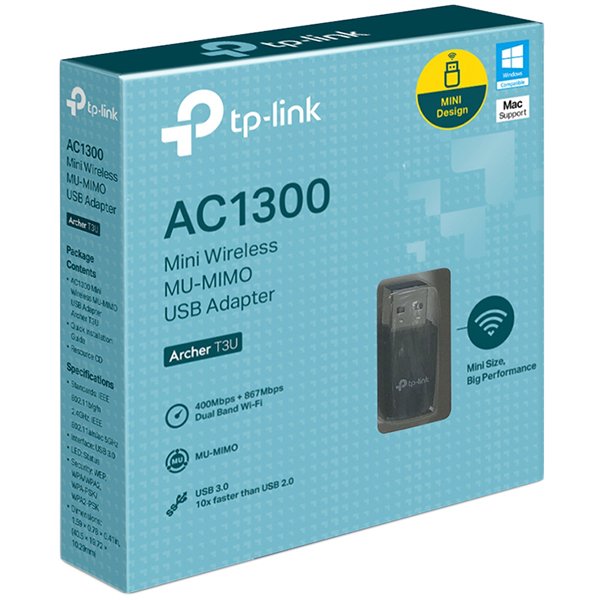 TP-Link Archer T3U AC1300 Mini Wi-Fi MU-MIMO USB Adapter,Mini Size, 867Mbps at 5GHz + 400Mbps at 2.4GHz, USB 3.0 - Image 2