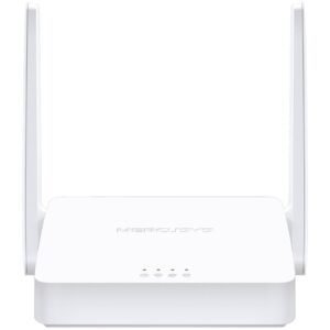 Mercusys 300Mbps Multi-Mode Wireless N Router, 2× Fixed External Antennas, 2× 10/100 Mbps LAN Ports, 1× 10/100 Mbps WAN Port, FEATURE: Access Point Mode, WPS/Reset Button, IPTV, IPv6, Beamforming, MU-MIMO, Parental Controls, Guest Network