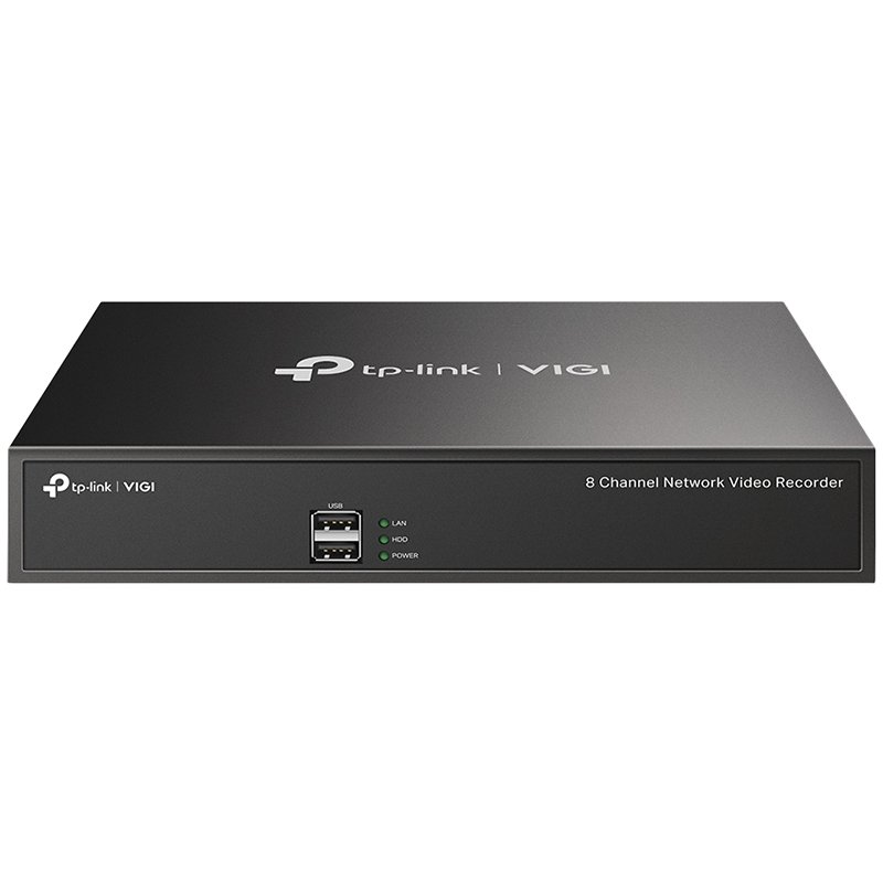 TP-Link VIGI NVR1008H 8 Channel Network Video Recorder,H.265+/H.265/H.264+/H.264, Up to 5MP resolution, 80 Mbps Incoming Bandwidth, 1× SATA Interface(up to 10 TB), 2× USB 2.0, 1× VGA port, 1× HDMI port, Two-Way Audio,ONVIF Remote Monitoring,VIGI App