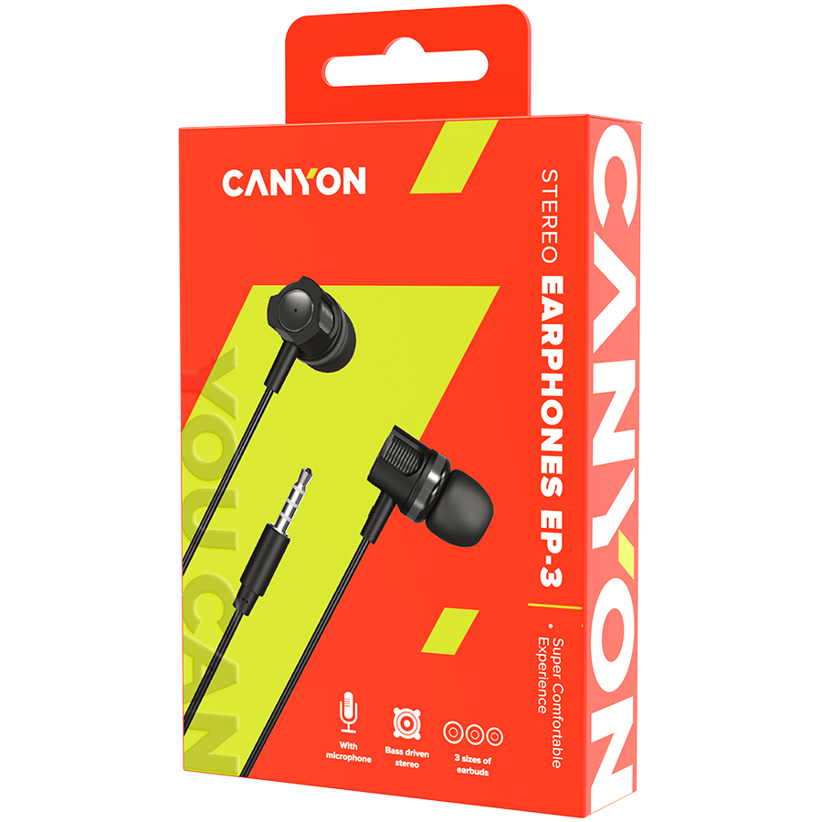 CANYON headphones EP-3 Mic 1.2m Dark Grey - Image 3