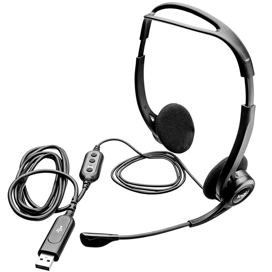 LOGITECH PC960 Corded Stereo Headset BLACK - USB - Image 2