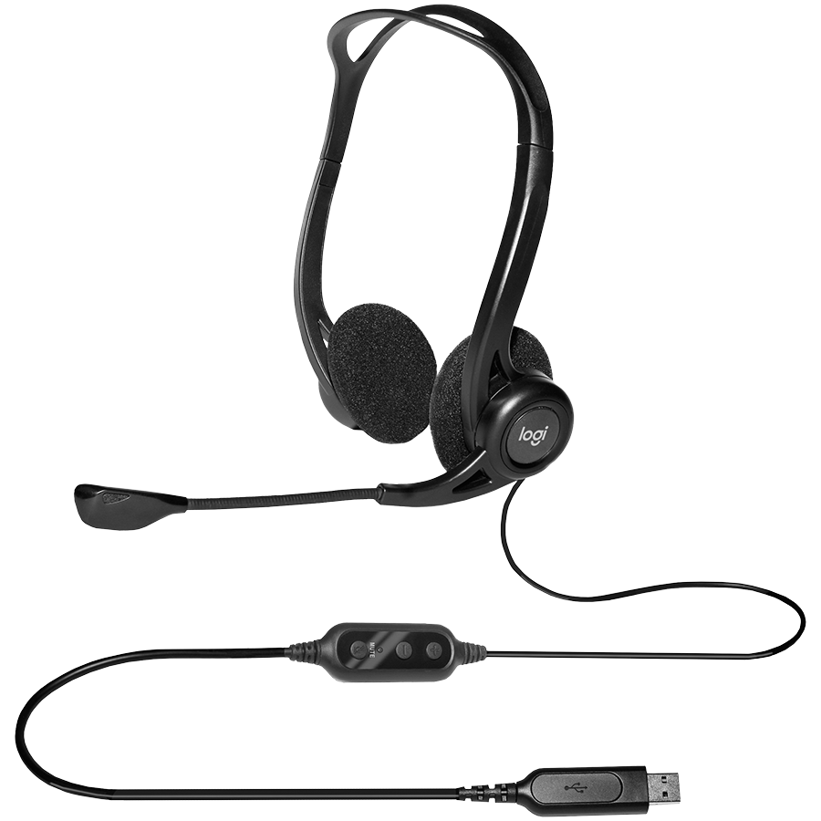 LOGITECH PC960 Corded Stereo Headset BLACK - USB - Image 3