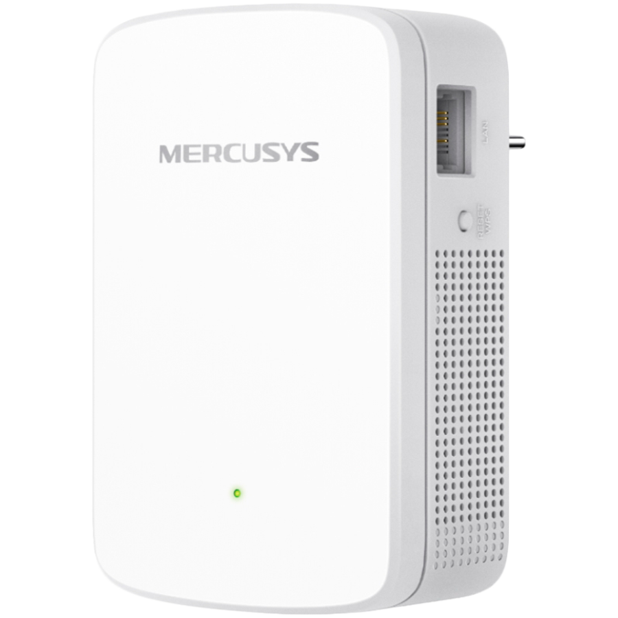 Mercusys ME20 AC750 Wi-Fi Range Extender 300 Mbps at 2.4 GHz + 433 Mbps at 5 GHz, 1 x 10/100 RJ45, 2 × Internal Antennas, Wall Plugged, WPS/Reset Button, Signal Indicator, Range Extender/Access Point mode, Adaptive Path Selection, Access Control