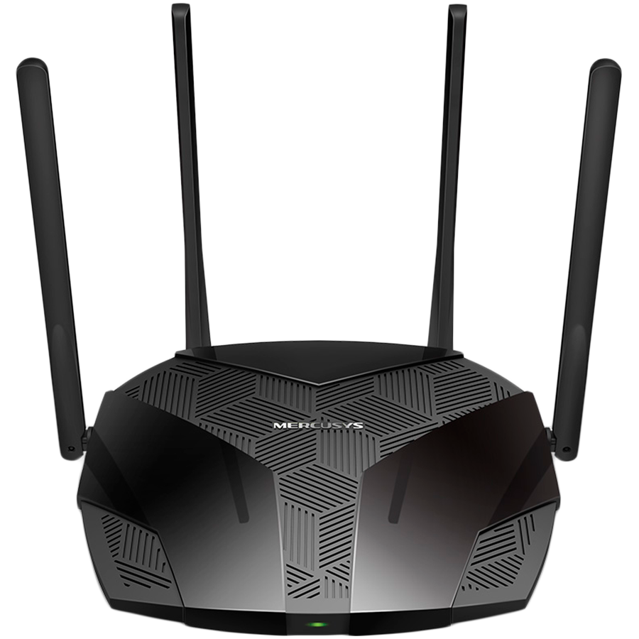 Mercusys MR80X AX3000 Dual-Band Wi-Fi 6 Router, 574 Mbps at 2.4 GHz + 2402 Mbps at 5 GHz, 4× Fixed External Antennas, 3× G LAN Ports, 1× G WAN Port, 1024-QAM, OFDMA, HE160, Router/AP mode, Beamforming, MU-MIMO, VPN server, TWT, Smart Connect, WPA3