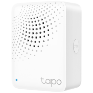 TP-Link Tapo H100 Smart IoT Hub with Chime,2.4 GHz Wi-Fi Networking,868 MHz for Devices,100-240 V,50/60 Hz,Plug-in, Remote Control with Tapo App, 90dB Adjustable Audio Alarm, 19 Ringtones, up to 64 Devices, Home/Away/Sleep Mode, Flame Ratardant