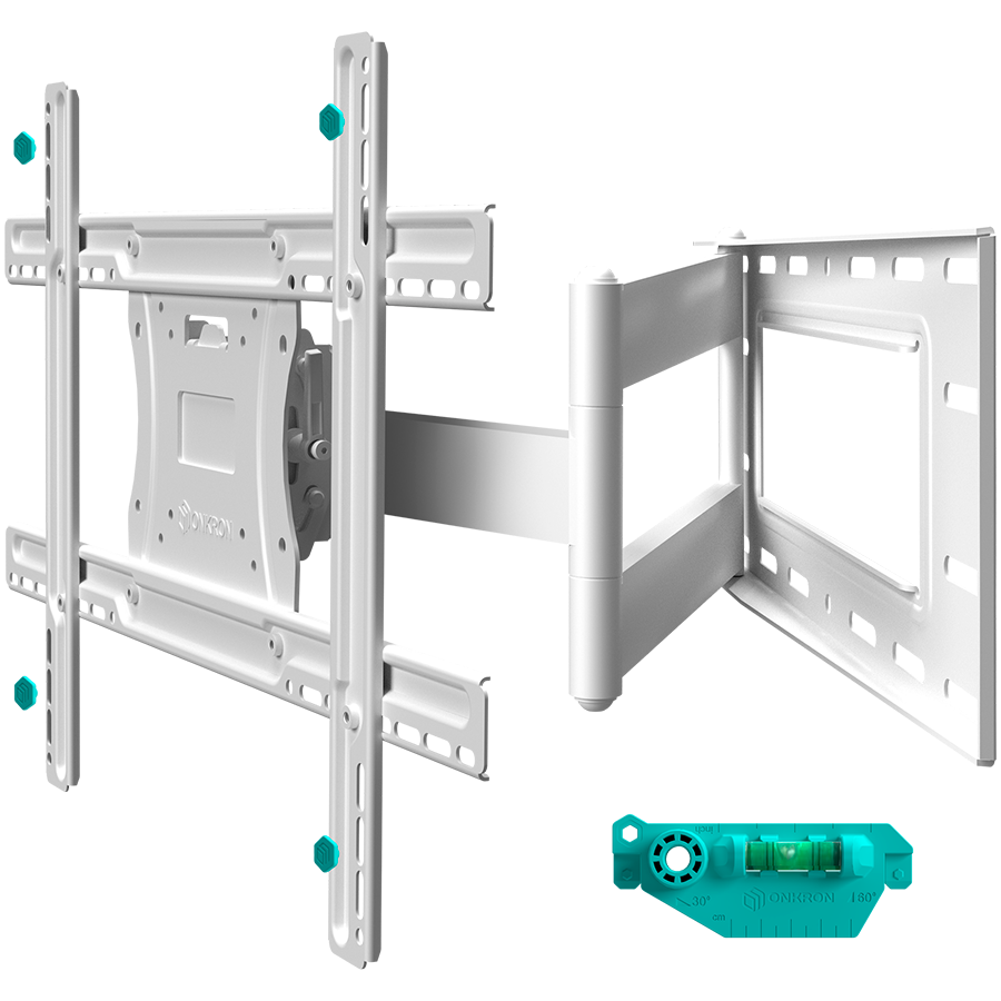 ONKRON Full Motion TV Wall Mount for 40 to 75-inch Flat Panel TVs Digital Panels 68,2 kg, White