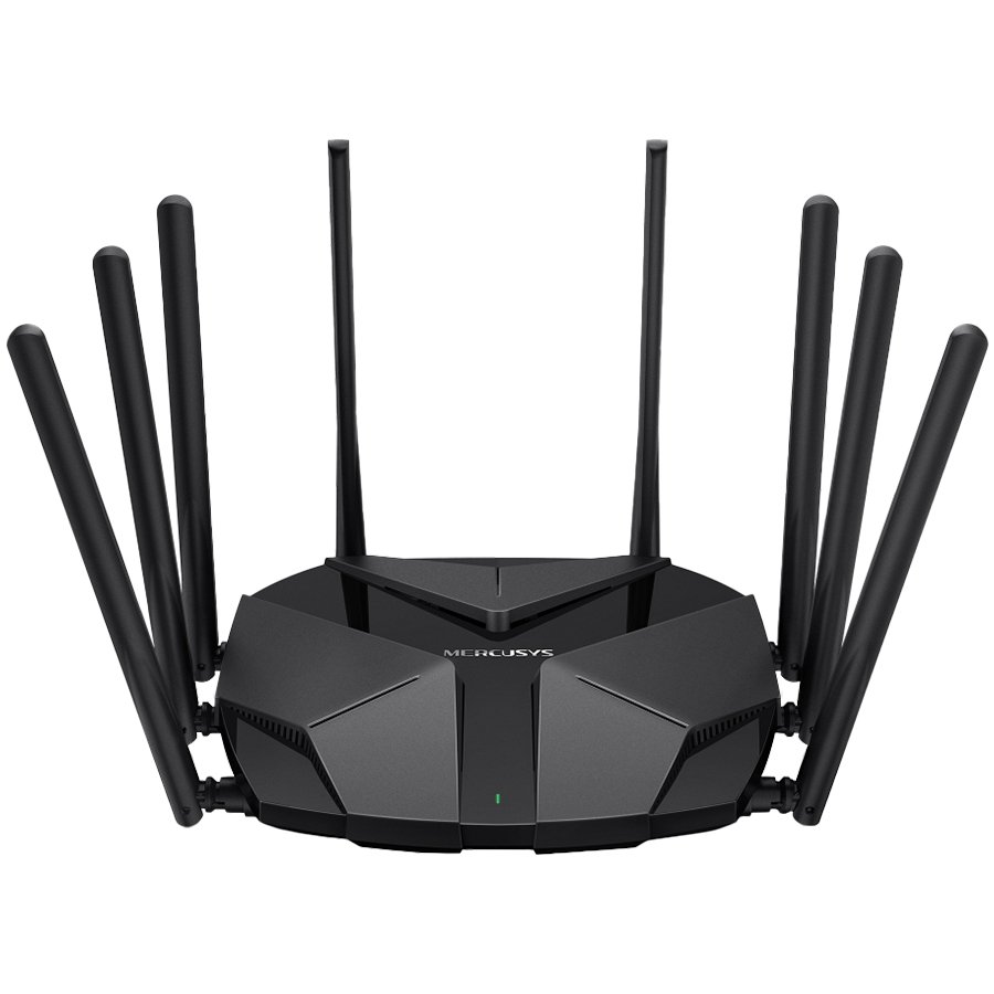 Mercusys MR90X AX6000 8-Stream Dual-Band Wi-Fi 6 Router, 1148 Mbps at 2.4 GHz + 4804 Mbps at 5 GHz, 8× Fixed External Antennas, 1× 2.5 G Port, 1× Gi Port, 2× G LAN Ports,1024-QAM,OFD,HE160, Router/AP Mode,MU-MIMO,IPTV,IPv6,Smart Connect,Beamformi