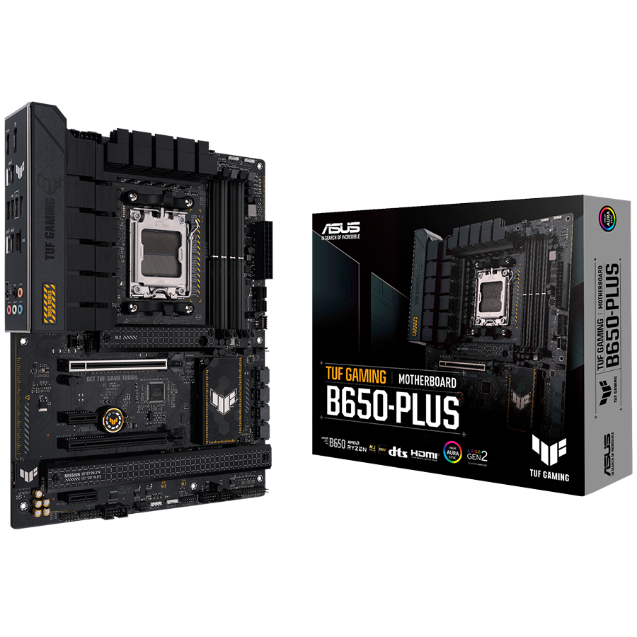 ASUS TUF GAMING B650-PLUS AM5 ATX gaming MB - AMD B650 4xDIMM DDR5 3xM.2 4xSATA PCIe 4.0 2.5Gb Ethernet 1xDisplayPort 1xHDMI with Aura Sync support