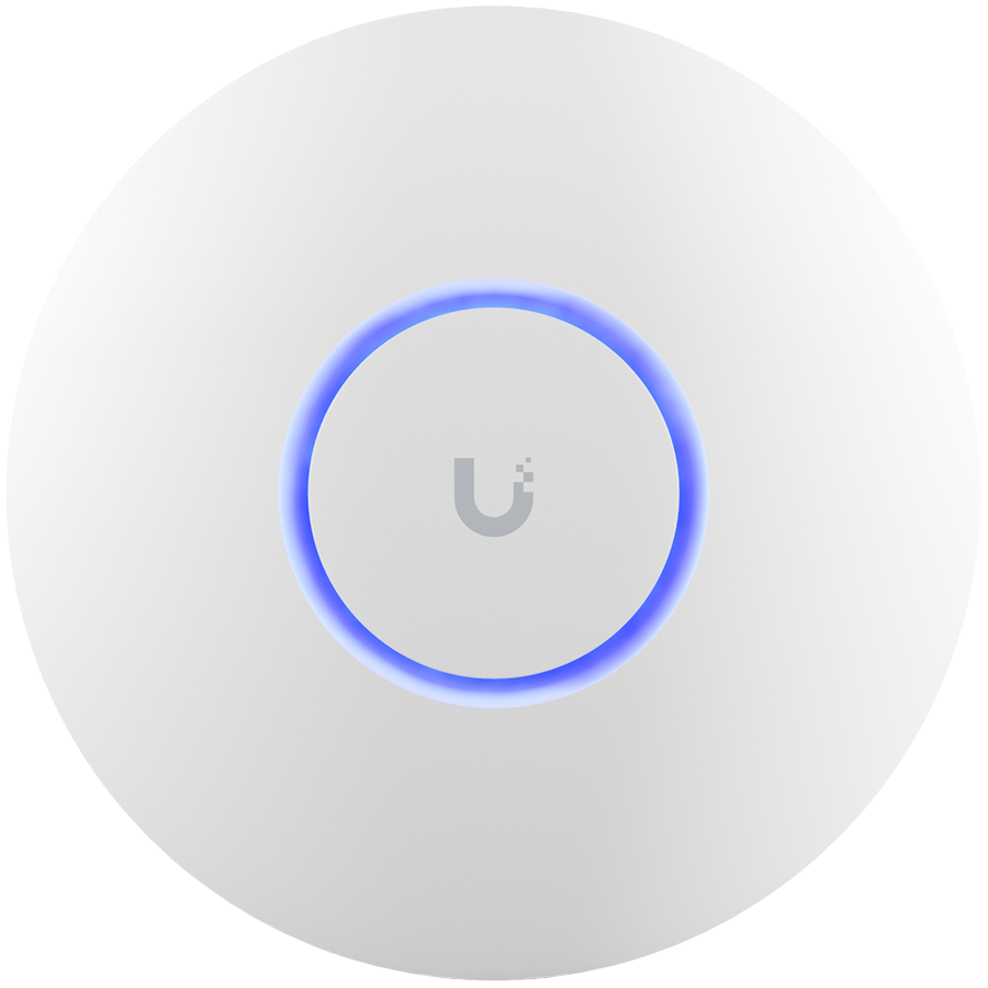 UBIQUITI U6+, WiFi 6, 4 spatial streams, 140 m² (1,500 ft²) coverage, 300+ connected devices, Powered using PoE, GbE uplink.