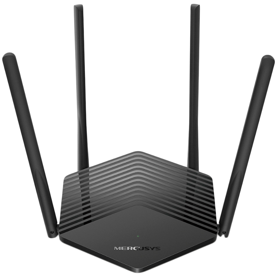 Mercusys MR60X AX1500 Dual-Band Wi-Fi 6 Router, 300 Mbps at 2.4 GHz + 1201 Mbps at 5 GHz, 4x Fixed Ext. Ant., 2× G LAN Ports, 1× GWAN Port, 1024-QAM, OFDMA, Router/Access Point Mode, MU-MIMO, Parental Controls, WPA3, BSS Color, TWT, TR-069