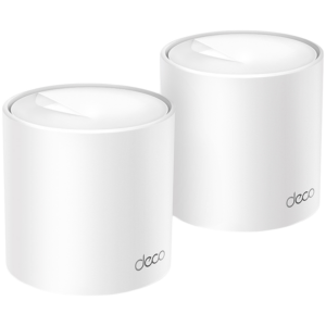 TP-Link Deco X10 (2-pack) AX1500 Whole Home Mesh Wi-Fi 6 System, 300 Mbps at 2.4 GHz + 1201 Mbps at 5 GHz,Internal Antennas, 2× Gigabit Ports (WAN/LAN auto-sensing),Deco App, Router/AP Mode, IPv6, IPTV, Parental Controls, QoS, OFDMA, MU-MIMO, WPA3