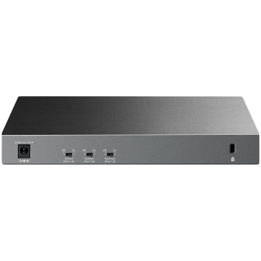 TP-Link LS1210GP 10-Port Gigabit Desktop Switch with 8-Port PoE+, 8× Gigabit PoE+ Ports, 1x Gigabit Non-PoE Port, 1× Gigabit SFP Slot, 61 W PoE Power, Desktop Steel Case, Extend Mode for 250m PoE Transmitting, Isolation Mode, PoE Auto Recovery - Image 2