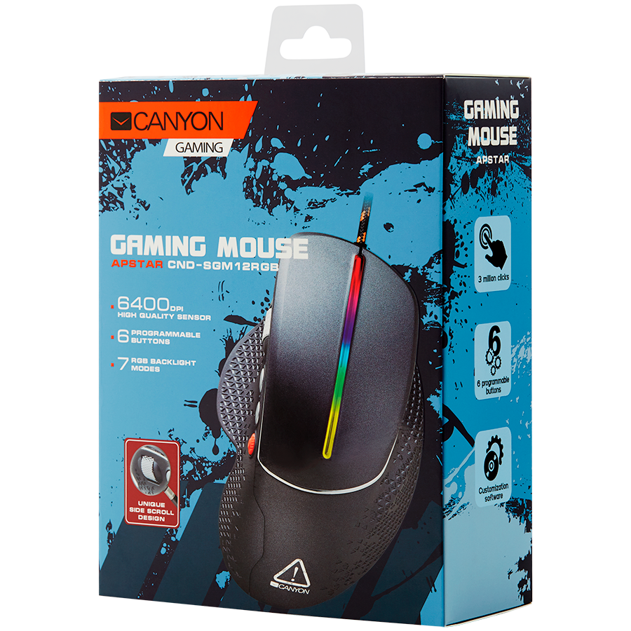 CANYON mouse Apstar GM-12 RGB 6buttons Wired Dark Grey - Image 3
