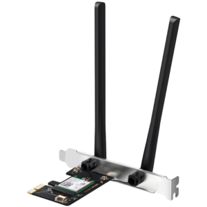 Mercusys MA80XE AX3000 Dual-Band Wi-Fi 6 Bluetooth PCI Express Adapter, 2402 Mbps at 5 GHz + 574 Mbps at 2.4 GHz, 2× High Gain Dual-Band External Antennas, Wi-Fi 6, MU-MIMO, OFDMA, 1024 QAM, HE160, WPA3, Bluetooth 5.2, Intel WiFi 6 Chipset