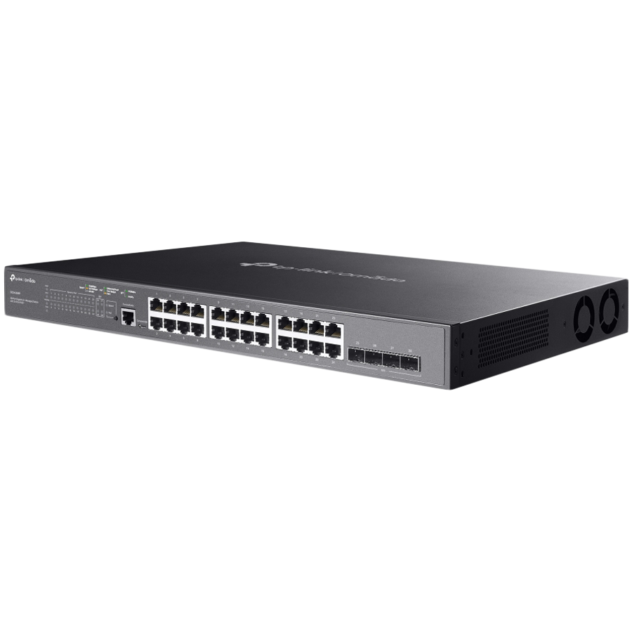 TP-Link SG3428MP Omada 28-Port Gigabit L2+ Managed Switch with 24× Gigabit 802.3af/at PoE+ ports and 4× Gigabit SFP slots, 384 W total PoE budget, Omada app, Static Routing, VLAN, ACL, QoS, IGMP Snooping, OAM, and DDM, ERPS, Zero-Touch Provisioning - Image 2