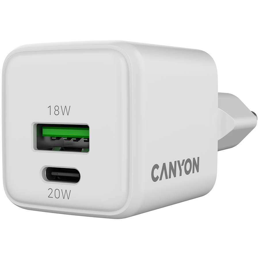 CANYON charger CU20AC GaN 20W 1xPD 1xQC EU White - Image 3