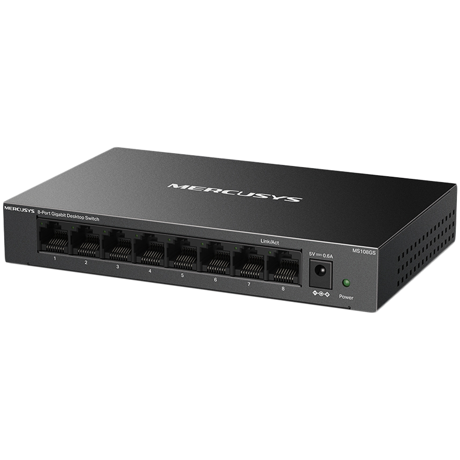 Mercusys MS108GS 8-Port Gigabit Desktop Switch, 8× Gigabit Ports, Desktop Steel Case, Wall Mounting, Plug and Play, Power Saving, Compact design, Green Ethernet technology, Silent - Image 2