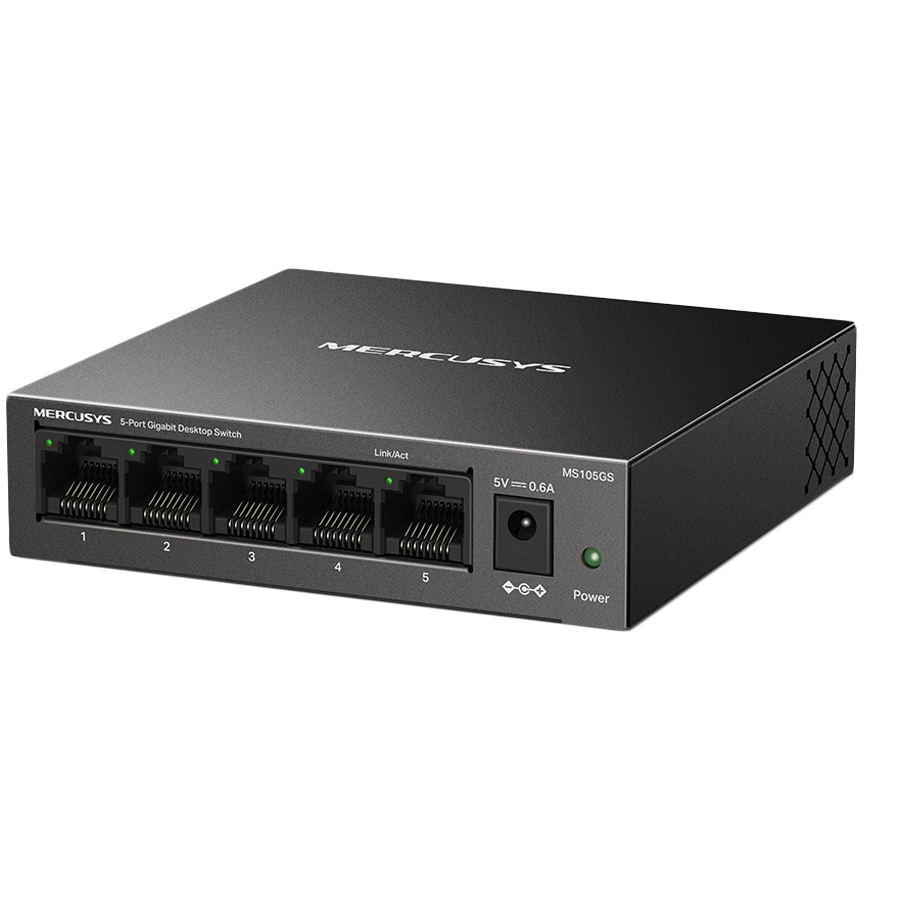 Mercusys MS105GS 5-Port Gigabit Desktop Switch, 5× Gigabit Ports, Desktop Steel Case, Wall Mounting, Plug and Play, Power Saving, Compact design, Green Ethernet technology, Silent - Image 2