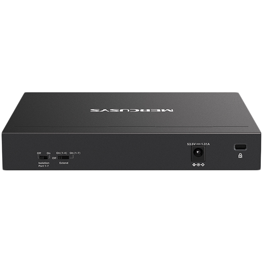Mercusys MS108GP 8-Port Gigabit Desktop Switch with 7-Port PoE+, 7× Gigabit PoE+ Ports, 1× Gigabit Non-PoE Ports, Compatible with 802.3af/at PDs, 65 W PoE Power, Desktop Steel Case, Wall Mounting,Extend Mode for 250m PoE Transmitting, Isolation Mode - Image 3