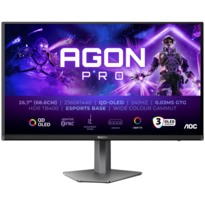 AOC Monitor LED AG276QZD2 AGON PRO 26.7" 2560x1440 QD-OLED Adaptive Sync 240Hz 0.03ms 250 cd/m2 3-sided frameless FULL ERGO 2xHDMI 2xDP USB Hub