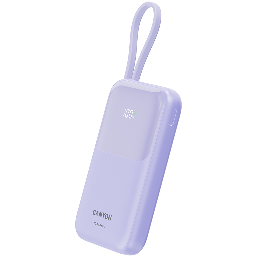 CANYON power bank OnPower 101 built-in cable 10000 mAh PD22.5W Purple - Image 2