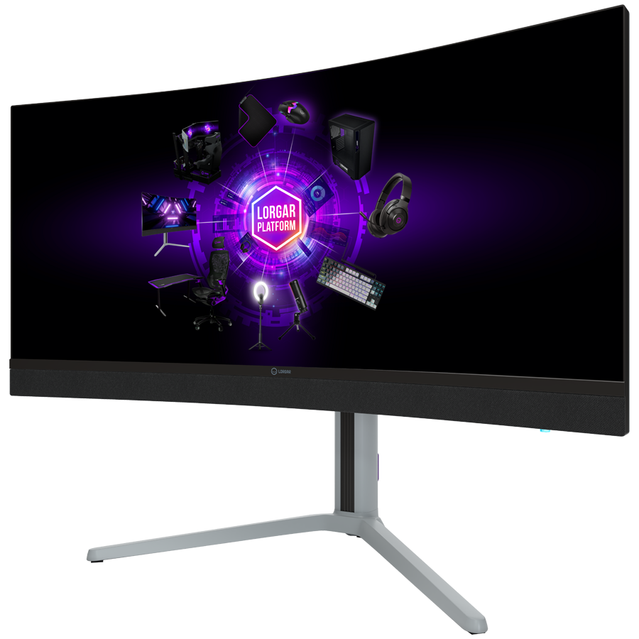 LORGAR 34MP1, UWQHD MiniLED Gaming Monitor Pro, 34'' (3440*1440) VA curved monitor, black/milky grey - Image 3