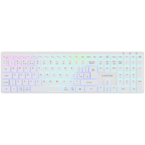 CANYON keyboard HKB-W11 UK/US RGB Dual Mode Wireless White