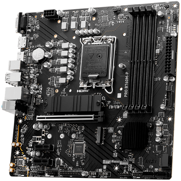 MSI PRO B760M-P Motherboard, Micro-ATX - Supports 14th/13th/12th Gen Intel Core Processors, LGA 1700 - DDR5 Memory Boost 6800+MHz/OC, PCIe 4.0 x16 Slot, M.2 Gen4 Slots - Image 3