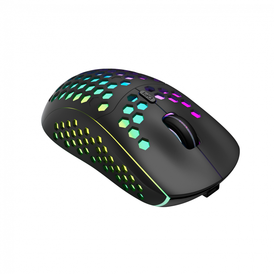 Canyon 7keys Gaming 2.4G wireless mouse, KA8 sensor, DPI up to 1600, rubber coating on panel, Huano 1million switch, 45cm PVC cable, ABS material. 400mAh battery, size: 125.8*63.7*41mm, weight: 95g, Black - Image 3