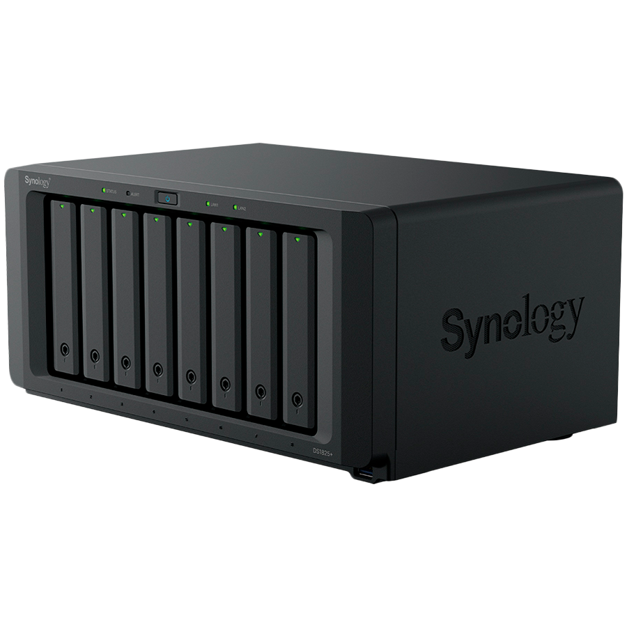 Synology DiskStation DS1825+, Tower, 8-BAY 3.5'' SATA HDD/SSD, 2xM.2 2280 NVMe SSD, CPU AMD Ryzen Quad-Core 2.2 GHz, 8GB DDR4, 2xRJ-45 2.5GbE LAN Port, 3xUSB 3.2, 2 x USB-C expansion ports (Expandable to 18 Bays with 2 x DX525), 1xGen3 x8 PCIe,3y - Image 2