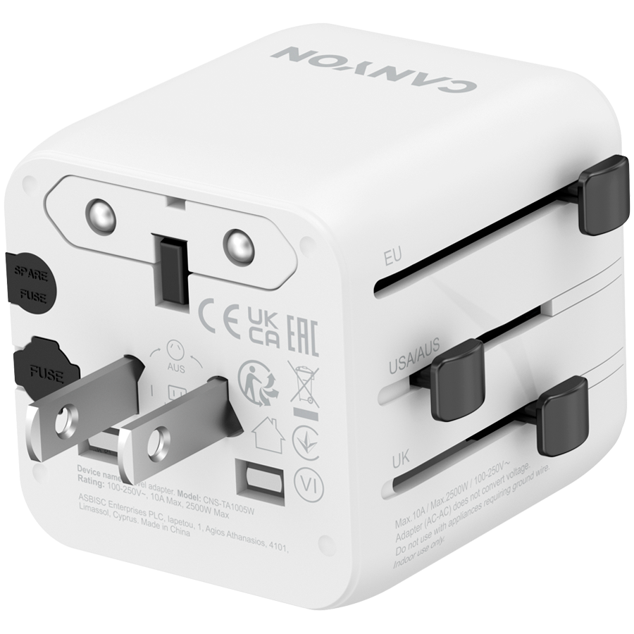 CANYON Travel Adapter OnTour One EU/UK/US/AUS White - Image 3